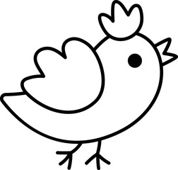 Vector black and white flying bird icon. Magic creature line clipart. Cute fairytale character. Woodland fantasy animal. Forest fairy tale illustration, coloring page isolated on white background