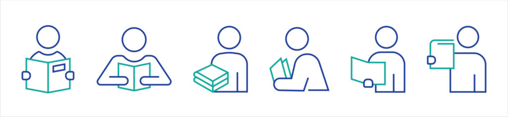 Education concept illustrations. Set of people vector illustrations in various activities of education, learning, reading book, online course and training, vector illustration for web and app