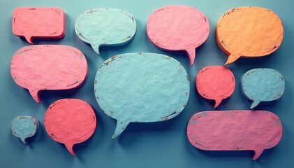 Abstract speech bubble wallpaper, various sizes and pastel shades, texture, subtle