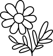 Vector black and white cartoon flower clipart. Woodland or garden decorative plant line icon isolated on white background. Forest nature bloom illustration, coloring page. abstract floral picture