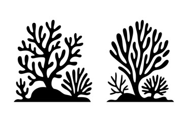 Coral reef silhouette underwater sea life vector