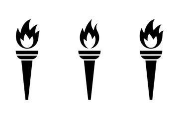Three torches flame olympic symbol vector graphic