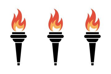 Three flaming torches symbol of hope and victory