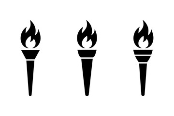Three torches with flame vector icon illustration