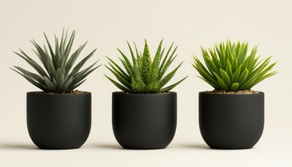 Succulents in dark pots