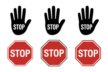 Stop hand sign safety caution warning attention icon