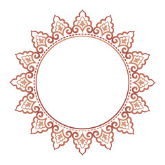 Round damask ornament, Decorative vintage frame, Elegant vector element for design in Eastern style, beauty place for text, Floral border, Lace illustration for invitations and greeting cards
