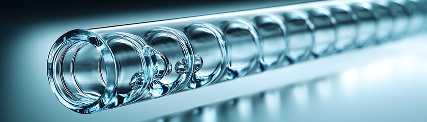 Transparent pipe with flowing clear water