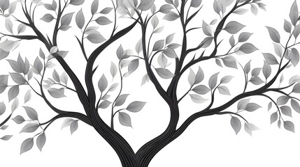A stylized monochrome depiction of a majestic tree.