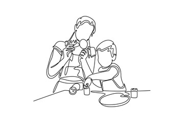 Mothers day concept. Single line draw design. Vector graphic illustration