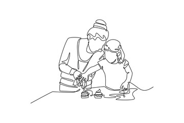 Mothers day concept. Single line draw design. Vector graphic illustration