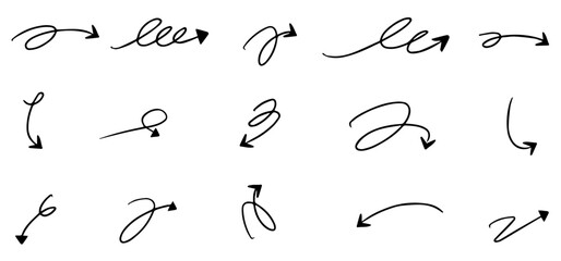 doodle hand drawn arrow art set