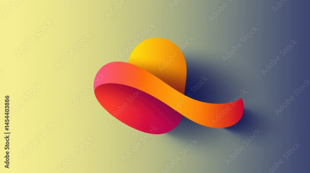 Poster abstract gradient hat design with flowing lines and soft shadow