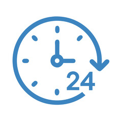 24-Hour Arrow Clock Icon Representing Round-the-Clock Service and Availability