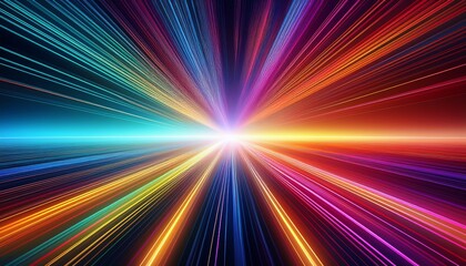 vibrant abstract light burst with colorful gradient rays and glowing energy effect in futuristic digital background