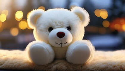 Fototapeta premium soft white plush teddy bear a charming image ideal for websites or printed materials