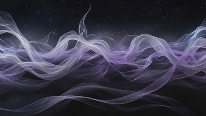 Fototapeta premium A vast, starless expanse of dark, velvety blackness, illuminated only by wispy, ethereal tendrils of iridescent energy that undulate and pulse like a living, breathing entity, as if the fabric of spac