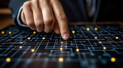Pointing at digital circuit board with small lights