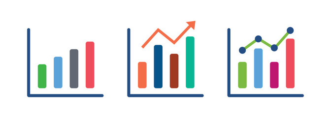 Bar Chart Symbol, Colorful Bar and Line Graph Vector Illustration, Business Growth Chart Vector, Financial Data Visualization Vector, Economic Growth Vector Design, Market Trends Graph Vector
