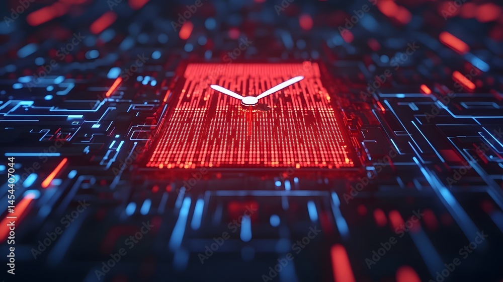 Aufkleber glowing circuit board with vibrant neon patterns