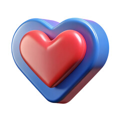 Fototapeta premium A vibrant 3D heart icon showcasing love and affection with a glossy red inner heart and a on transparent background