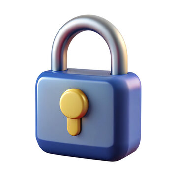 Sleek 3D padlock icon blue and gold design on transparent background Perfect for security apps websites or presentations