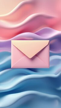Pastel Envelope on Abstract Wave Background