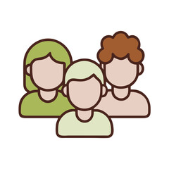 Vector team - style icon with three stick - figure characters, suitable for representing teams, groups, or communities in organizational charts, collaboration apps, or social networking platforms.