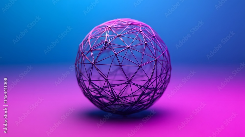 Poster futuristic digital globe with a geometric wireframe structure