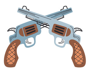 Cross western sheriff gun isolated concept. Flat graphic design cartoon illustration