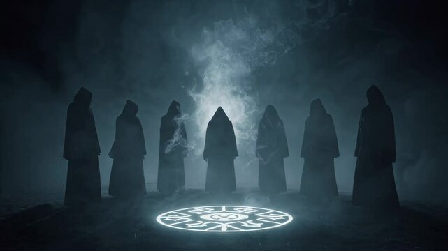 Hooded Figures Amidst a Glowing Sigil