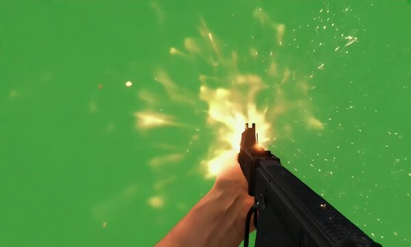 First Person Shooter Green Screen Gunfire Action