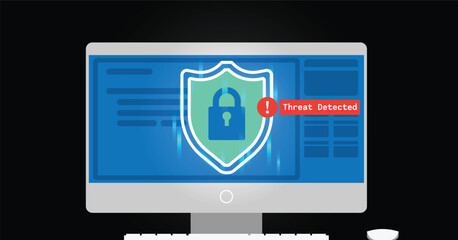 Cyber Threat Detection System – Futuristic Vector Illustration for Cybersecurity Alert