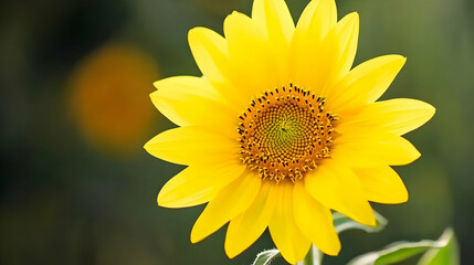 Fototapeta premium A closeup shows the beauty of a yellow sunflower blossom, its vibrant petals radiating like the summer sun in a garden