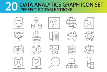 DATA ANALITYCS GRAPH ICON SET 
