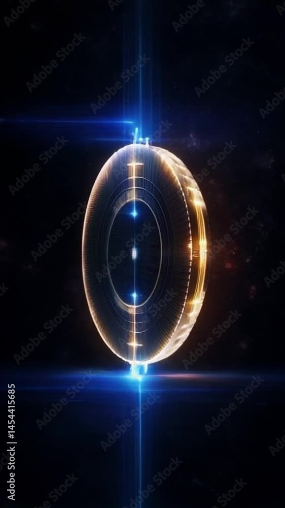 Aufkleber glowing circuit disk technology with slow rotation in center light