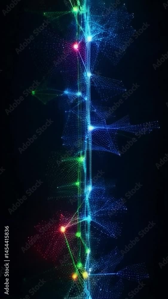 Poster abstract glowing path branches out like neural network over dark