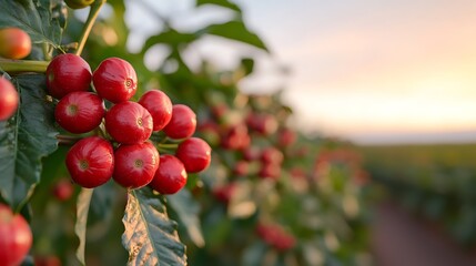 Brazilian Coffee Plantation at Sunset