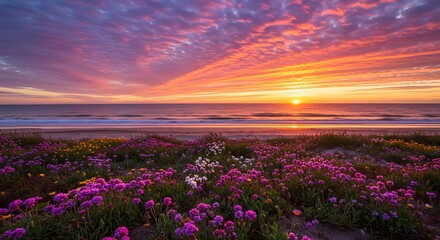 Obraz premium Beach Flowers at Sunset