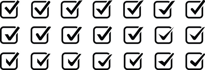 Set of check mark icon. Checkmark illustration. Check mark, mark symbol, tick OK sign, right icon, solve sign, success vector icon. Checkmark vector sign
