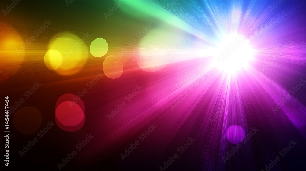 Aufkleber colorful abstract light rays and bokeh effects creating a vibrant atmosphere for creative projects