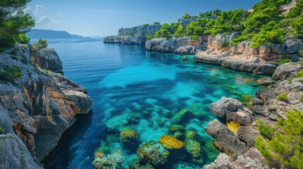 Obraz premium Coastline with Rocky Cliffs