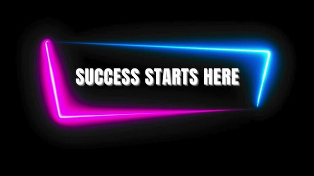 Success Starts Here &ndash; Futuristic Neon Text on Dark Background.