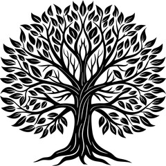 Obraz premium Vector round leaves Trees Silhouettes Pack Isolated on transparent background