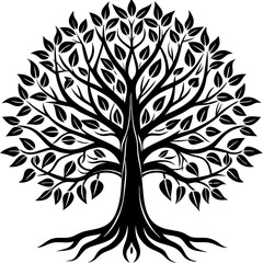 Obraz premium Vector round leaves Trees Silhouettes Pack Isolated on transparent background