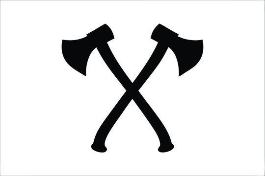Axe icon vector, Two old axe silhouette vector, black silhouette