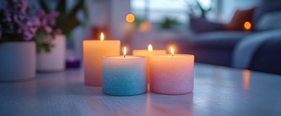Warm glow of candles on a table