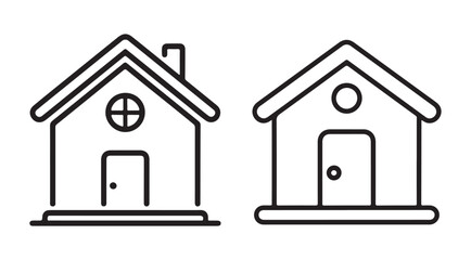  Minimalist House Icons Black and White Line Drawing Set