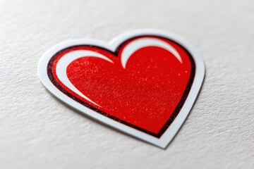 Charming red heart emblem sticker design on clean backdrop perfect for love, romance, relationship themes and emotional connections