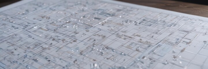 Blueprint photo mockup, grid overlay  Architectural design template , technical drawing, overlay, artwork